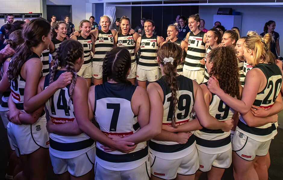 2019_07_21_VFLW_HERO.png The VFLW team celebrates their win against Essendon in round two. - Geelong Cats